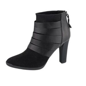 Peter Kaiser Venzi Black Suede & Leather Ankle Boots Women Size 6.5